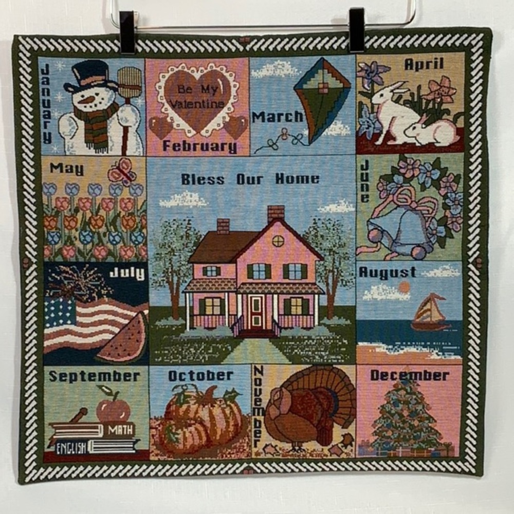 Calendar Tapestry Wall Hanging.